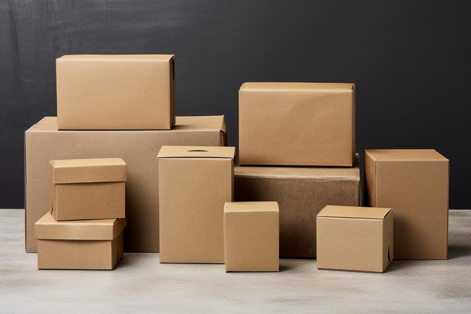 Assorted corrugated cardboard boxes in various sizes